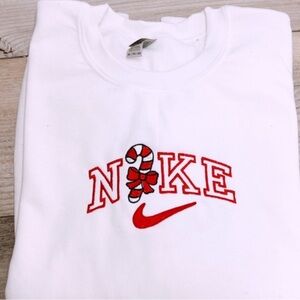 White Nike Candy Cane Crewneck
